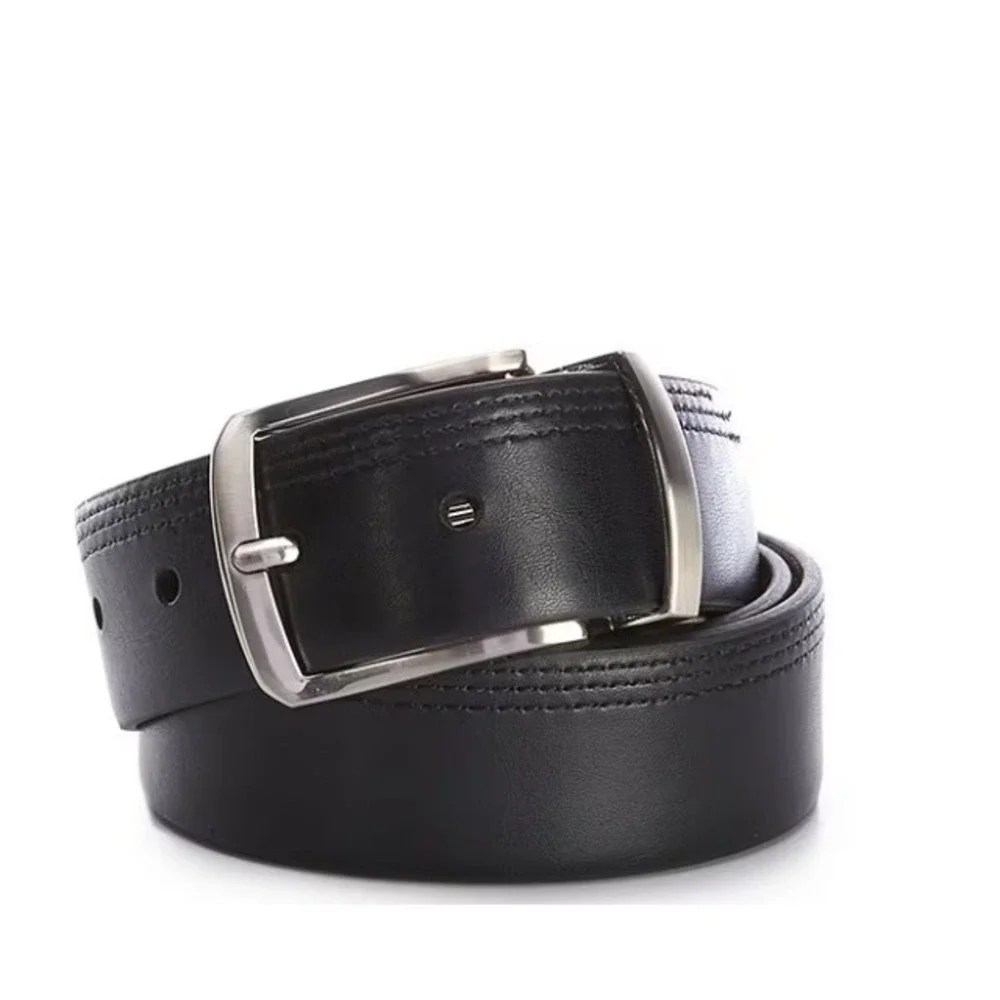 Tommy Bahama Reversible Men's Belt XL 42-44‎ Brown Black Leather Silver Buckle